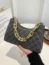 Velvet Quilted Chain Satchel Bag