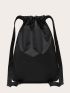 Heart Print Mesh Panel Drawstring Backpack