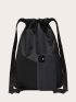 Heart Print Mesh Panel Drawstring Backpack