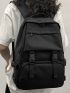 Large Capacity Buckle Decor Backpack