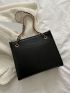 Crocodile Embossed Chain Square Bag