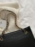 Crocodile Embossed Chain Square Bag