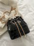 Mini Crocodile Embossed Drawstring Chain Bucket Bag