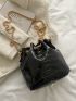 Mini Crocodile Embossed Drawstring Chain Bucket Bag