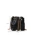 Mini Crocodile Embossed Drawstring Chain Bucket Bag