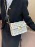 Houndstooth Pattern Flap Square Bag