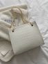 Crocodile Embossed Chain Bucket Bag