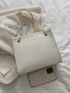 Crocodile Embossed Chain Bucket Bag