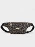 Metal Decor Leopard Pattern Fanny Pack