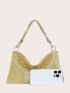 Allover Rhinestone Decor Square Bag