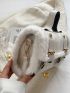 Mini Fluffy Trim Buckle Decor Square Bag