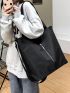 Zipper Front Minimalist Large Capacity Tote Bag