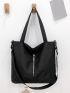 Zipper Front Minimalist Large Capacity Tote Bag