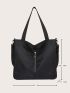 Zipper Front Minimalist Large Capacity Tote Bag