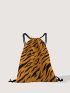 Tiger Striped Pattern Drawstring Backpack