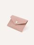 Litchi Embossed Snap Button Card Holder