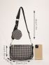 Houndstooth Pattern Tweed Square Bag With Coin  Purse