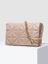 Minimalist Quilted Chain Flap Square Bag