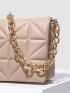 Minimalist Quilted Chain Flap Square Bag