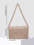 Minimalist Quilted Chain Flap Square Bag