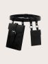 Buckle Decor Double Pocket Belt Bag