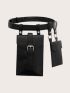 Buckle Decor Double Pocket Belt Bag