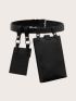 Buckle Decor Double Pocket Belt Bag