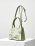 PREMIUM Mini RUCHED DETAIL LEAF GRAPHIC SQUARE BAG