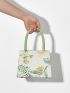 PREMIUM Mini RUCHED DETAIL LEAF GRAPHIC SQUARE BAG