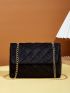 Minimalist Quilted Chain Flap Square Bag