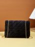 Minimalist Quilted Chain Flap Square Bag