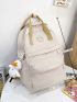 Letter Patch Decor Backpack With Bag Charm