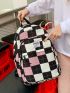 Colorblock Plaid Graphic Large Capacity Backpack