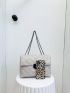 Chevron Flap Chain Tote Bag