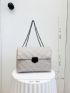 Chevron Flap Chain Tote Bag