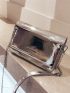 Mini Artificial Patent Leather Metallic Letter Graphic Square Bag