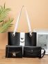 3pcs Turn Lock Colorblock Shoulder Tote Bag Set