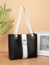 3pcs Turn Lock Colorblock Shoulder Tote Bag Set