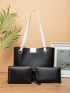 3pcs Turn Lock Colorblock Shoulder Tote Bag Set