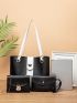 3pcs Turn Lock Colorblock Shoulder Tote Bag Set