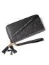 Tassel Decor Glitter Long Wallet