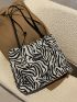 Zebra Stripe Pattern Shoulder Tote Bag