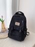 Letter Graphic Buckle Decor Functional Backpack