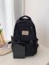 Letter Graphic Buckle Decor Functional Backpack
