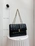 Quilted Flap Chain Tote Bag
