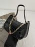 Crocodile Embossed Chain Baguette Bag