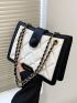 Two Tone Quilted Chain Square Bag