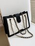 Two Tone Quilted Chain Square Bag