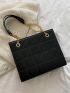 Quilted Metal Decor Chain Square Bag