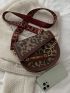 Chain Decor Leopard Flap Saddle Bag